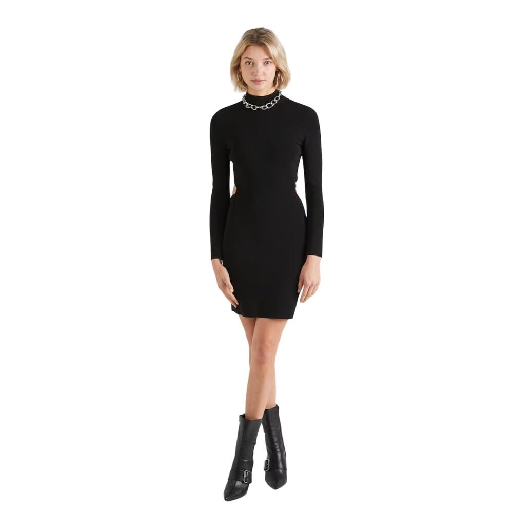 $225 MSRP - Michael Kors Stretch Knit Cutout Dress Black - Sz S - NWT